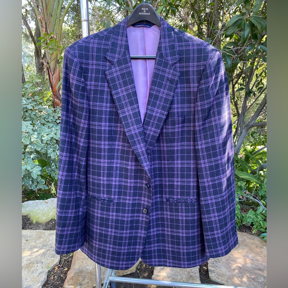 Maus & Hoffman plaid blazer sport coat blue